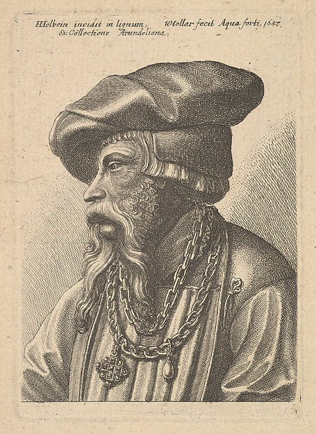 Bearded man with chain necklace 1647-After Hans Holbein the Yo, Poster Print Wall Art