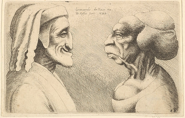 Two deformed heads 1645-After Leonardo da Vinci,16x12"(A3)Poster