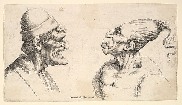 Two deformed heads 1625–77-After Leonardo da Vinci,16x12"(A3)Poster