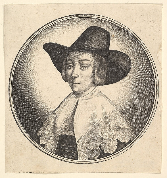 Woman with broad brimmed hat 1642-Wenceslaus Hollar, Poster Print Wall Art