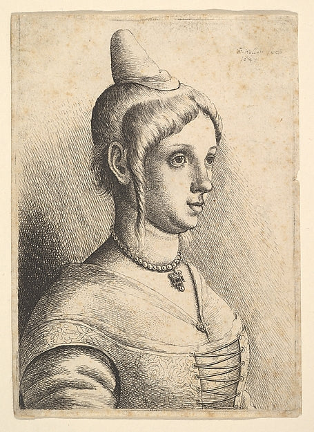 Young woman with a conical hat to right 1645-Wenceslaus Hollar, Poster Print Wall Art