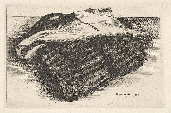 Muff white kerchief and mask 1642-Wenceslaus Hollar, Poster Print Wall Art