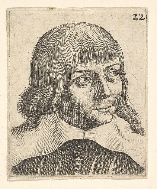 Head of a young man turned slightly to right 1625–77-Wencesla, Poster Print Wall Art