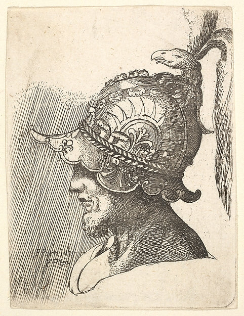Helmeted head 1662–78-After Wenceslaus Hollar,After Parmigian, Poster Print Wall Art