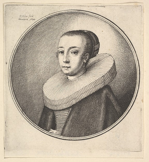 Woman with circular lace ruff 1644-Wenceslaus Hollar, Poster Print Wall Art