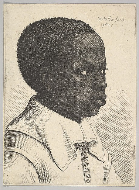 Head of a young black boy in profile to right 1645-Wenceslaus, Poster Print Wall Art