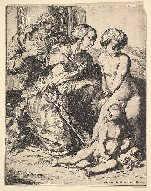 Virgin kneeling before Christ 1610–42-Pierre Brebiette, Design, Poster Print Wall Art