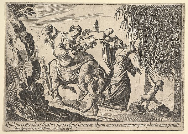 Angels Giving Dates to Child 1610–42-Pierre Brebiette,16x12"(A3) Poster