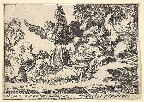 Angels Giving Fruit to the Sleeping Holy Family 1610–42-Pierre,16x12"(A3) Poster