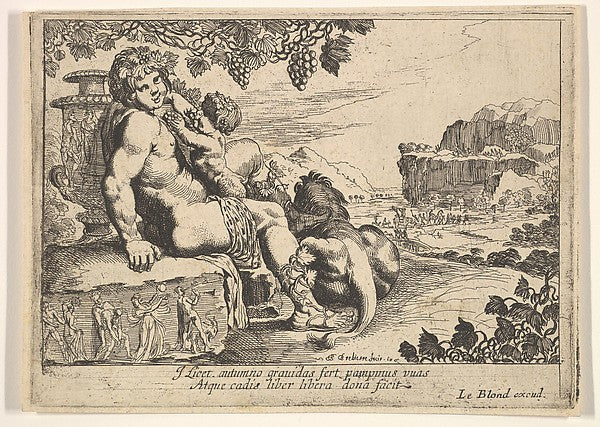 Bacchus Satyr and Lion 1610–42-Pierre Brebiette,16x12"(A3) Poster