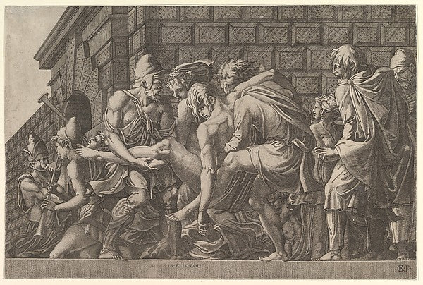 The Wounded Paris Carried from the Field of Battle-Master FG,, Poster Print Wall Art