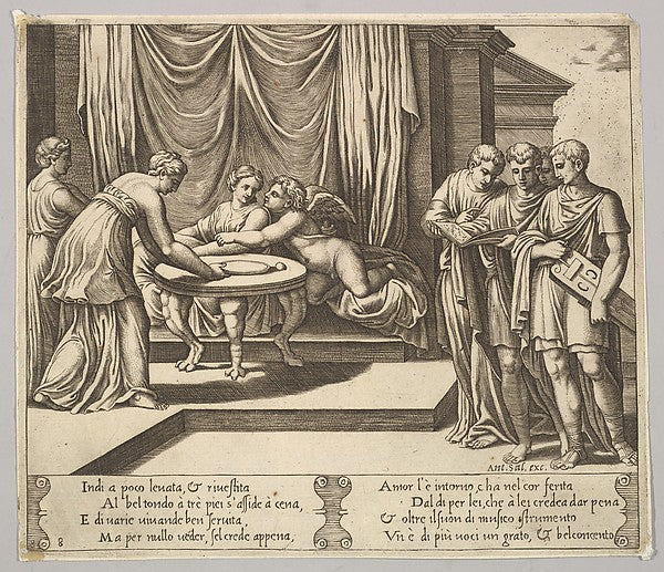 Plate 8: Psyche seated at a table and attended by invisible se, Poster Print