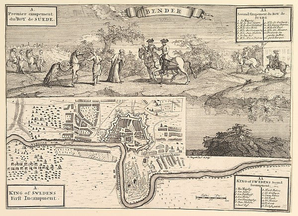 Charles XII at Bender 1723–24-Vignette designed and etched by,16x12"(A3)Poster