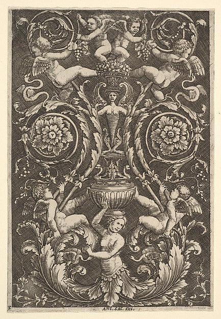 A panel of ornament with putti and other figures 1530–60-Maste,16x12"(A3)Poster