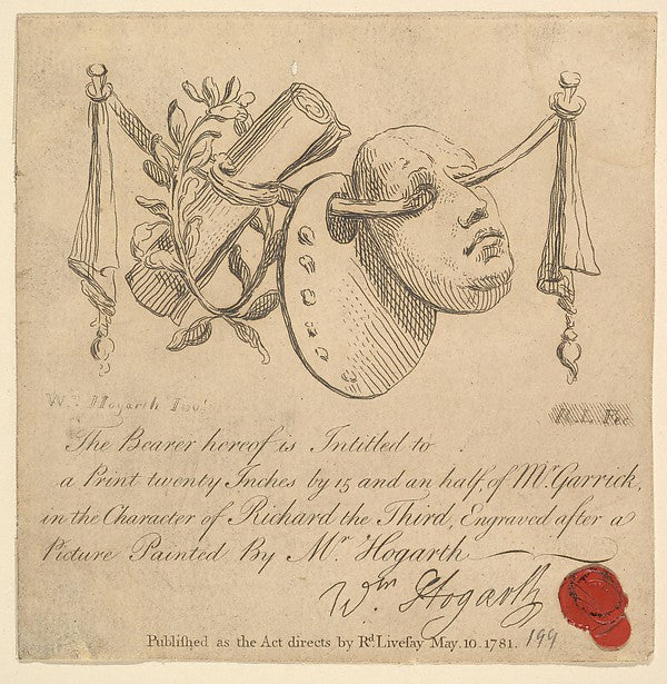 Mask and Palette 1781-Etched and published by Richard Livesay,, Poster Print