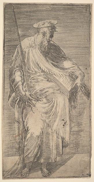 Saint Paul holding a sword and a book from Christ and the Ap, Poster Print