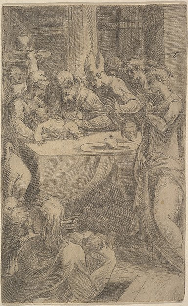 The circumcision of Christ ca 1542–46-Andrea Schiavone c1510,16x12"(A3)Poster