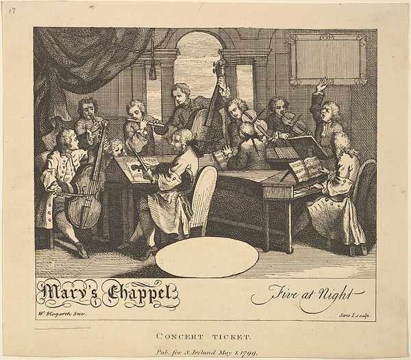 Concert Ticket - Mary's Chappel Five at Night May 1, 1799-Aft, Poster Print Wall Art