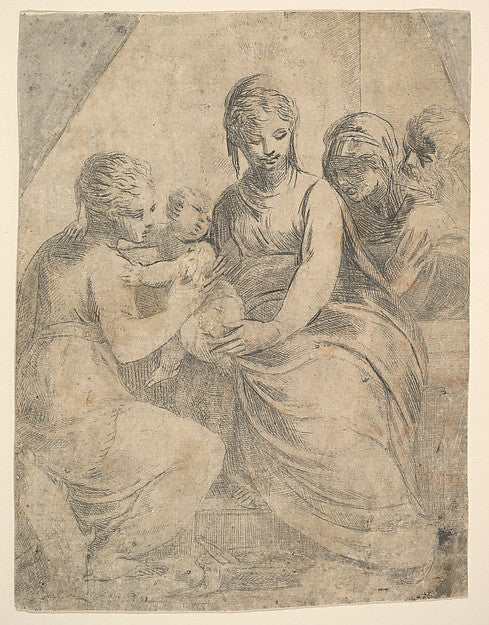 The Virgin and Child accompanied by saints c1540–50-Andrea Sch, Poster Print