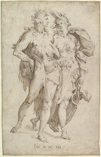 Ceres and Bacchus 1621-Anonymous, Dutch, 17th cent, Anonymous,,16x12"(A3) Poster