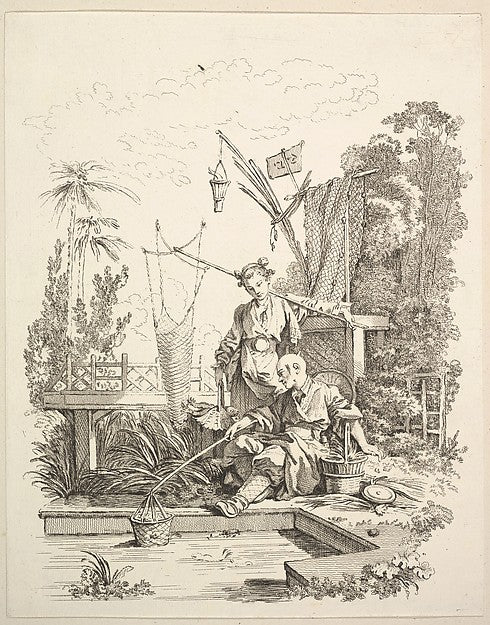 Gabriel Huquier , After François Boucher:A Chinese Man and W-16x12"(A3) Poster