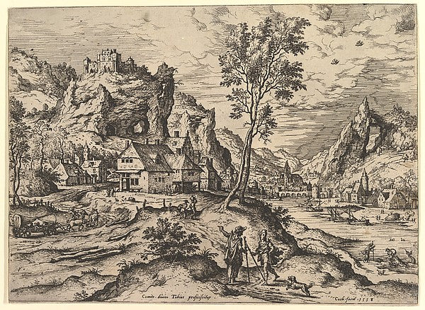 Hieronymus Cock:Tobit from Landscapes with Biblical and Myth-16x12"(A3) Poster