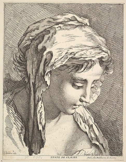 Head of a Woman mid to late 18th cent-Jacques Gabriel Huquier,, Poster Print Wall Art