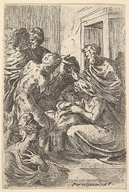 Nativity 16th cent-Anonymous, Italian, 16th cent, After Parmig,16x12"(A3)Poster