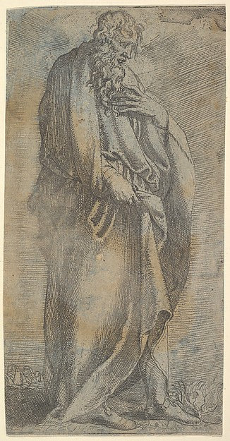 Heavily draped male Figure 16th cent-Anonymous, Italian, 16th ,16x12"(A3)Poster