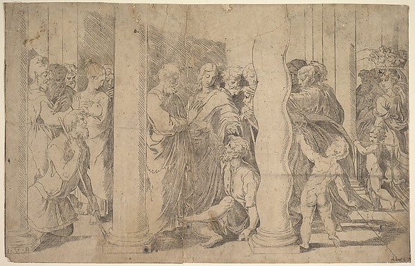 Saints Peter and John healing the Sick 16th cent-Anonymous, It, Poster Print