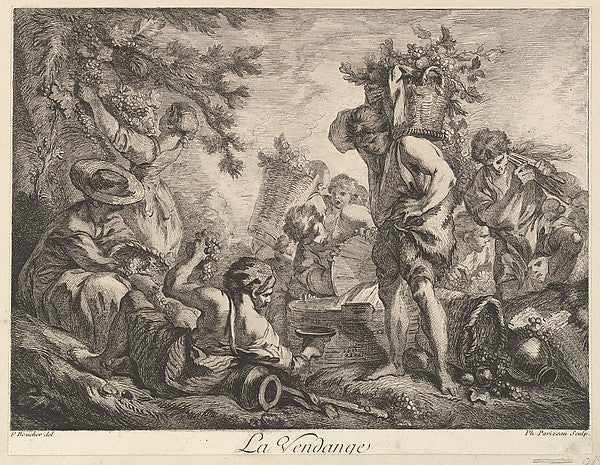 The Grape Harvest-Philippe Louis Parizeau, After François Bouc, Poster Print Wall Art