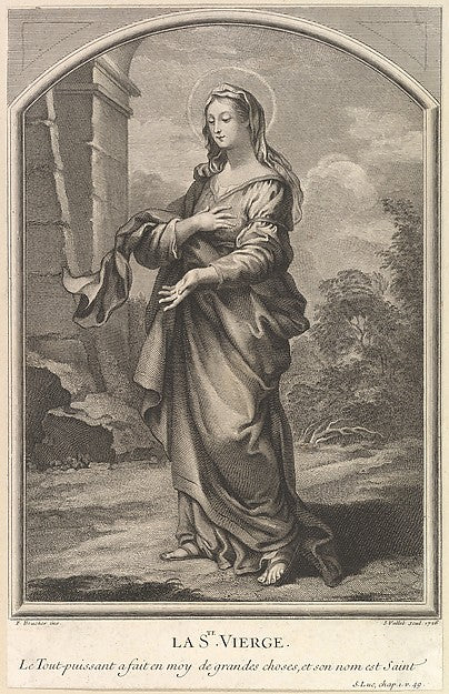 The Blessed Virgin 1726-Simon Vallée, After François Boucher ,16x12"(A3)Poster