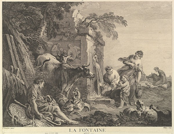 The Fountain-Jean Pelletier, After François Boucher , Poster Print Wall Art
