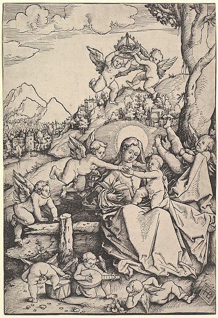 The Virgin and Child with Eight Angels in a Landscape 1511-Han, Poster Print