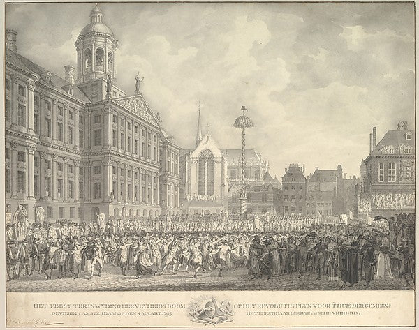 Popular Celebrations in Dam Square Amsterdam on 4 March 1795, Poster Print Wall Art