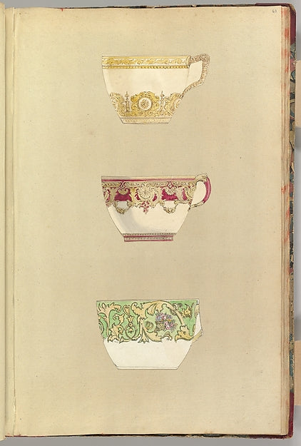 Three Designs for Decorated Cups 1845–55-Alfred Henry Forreste, Poster Print Wall Art