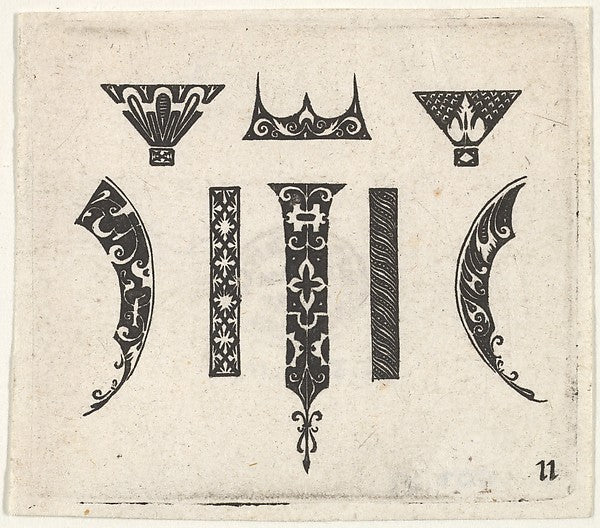 After Georg Arnoldt:Blackwork Print with Eight Motifs c1620-16x12"(A3) Poster