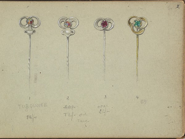 Edgar Gilstrap Simpson ):Designs for Four Stickpins 1899-16x12"(A3) Poster