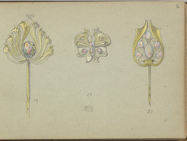 Edgar Gilstrap Simpson ):Designs for Two Gold Stickpins and -16x12"(A3) Poster
