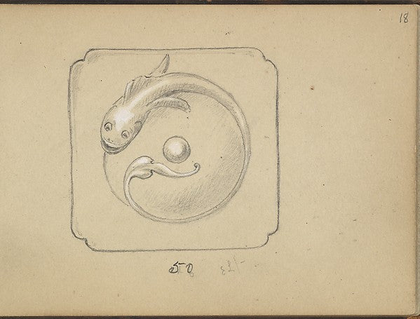 Edgar Gilstrap Simpson ):Design for a Bell Push with a Fish -16x12"(A3) Poster