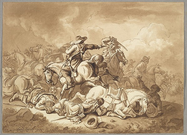 A Battle Scene 1783-Ferdinand Kobell ,16x12"(A3)Poster
