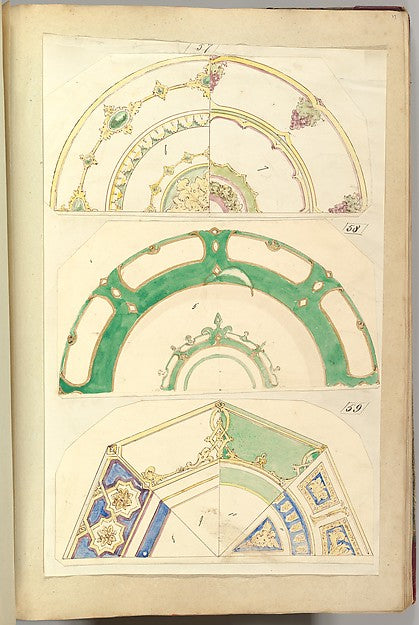 Seven Designs for Decorated Plates 1845–55-Alfred Henry Forres, Poster Print Wall Art