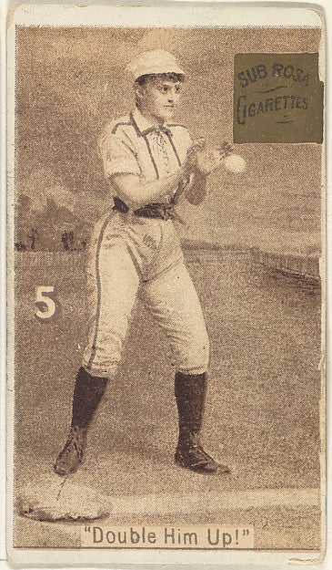 :Card 5 Double Him Up! from the series "Women Baseball Playe-16x12"(A3) Poster