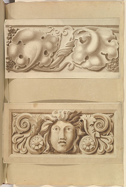 Two Carved Stone Ornamental Panels 1845–70-Alfred Henry Forres,16x12"(A3)Poster