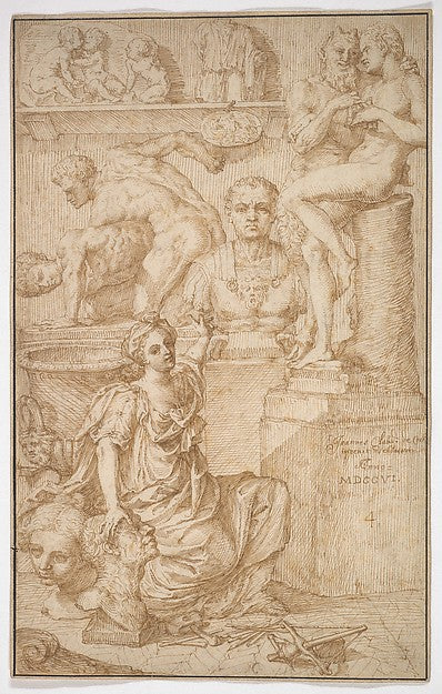 Allegory of Sculpture 1704-Jan Claudius de Cock ,16x12"(A3)Poster