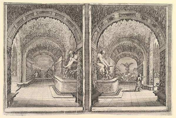 Stefano della Bella :Two views of a grotto both views with a-16x12"(A3) Poster