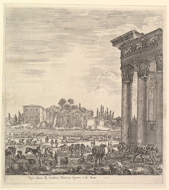 Stefano della Bella :The columns of the Temple of Antoninus -16x12"(A3) Poster