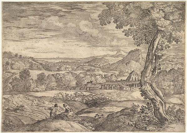 Giovanni Francesco Grimaldi :Landscape with a brick factory -16x12"(A3) Poster