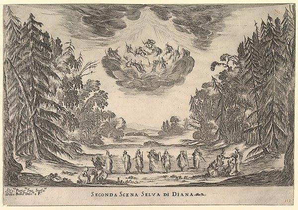 Stefano della Bella :Second Scene in Diana's forest from 'Th-16x12"(A3) Poster