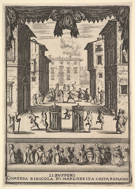 Stefano della Bella :Frontispiece for the comedy 'The Buffoo-16x12"(A3) Poster